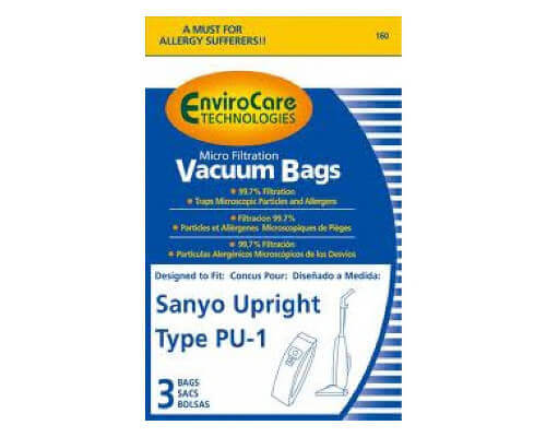 Sanyo Type PU-1 Vacuum Bags (3 pk) - Click Image to Close