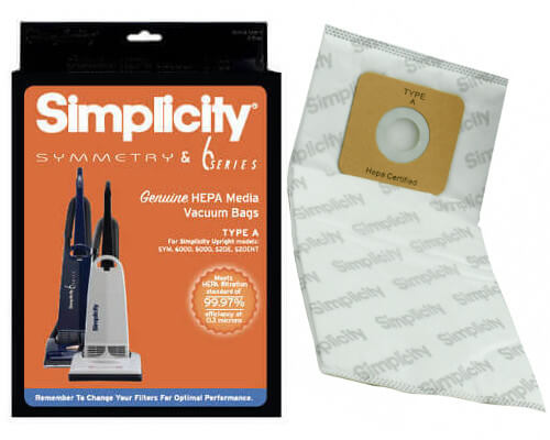 Simplicity Type A HEPA Vacuum Bags SAH-6 - Symmetry & 6 Series - Click Image to Close