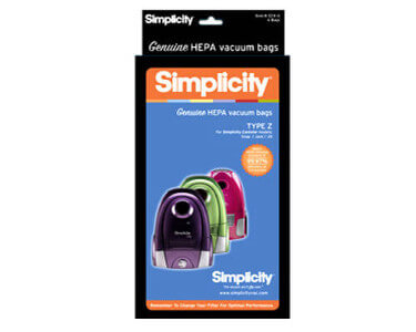 Simplicity Type Z HEPA Vacuum Bags SZH-6 - Jack - Jill - Snap