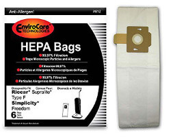 Simplicity Supralite by Envirocare Freedom 6 Riccar HEPA Type F Vacuum Bags 